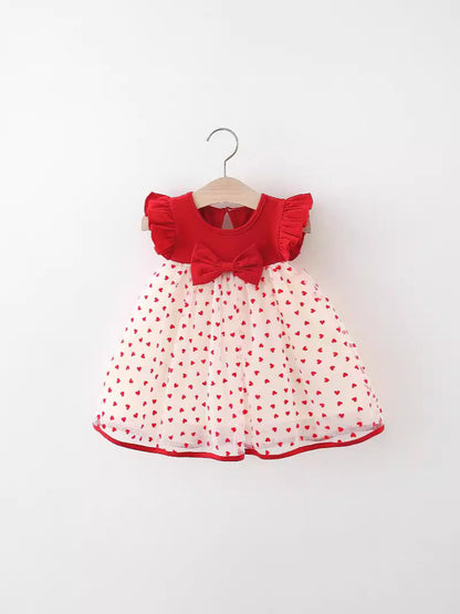 Red Heart Bow Tulle Dress