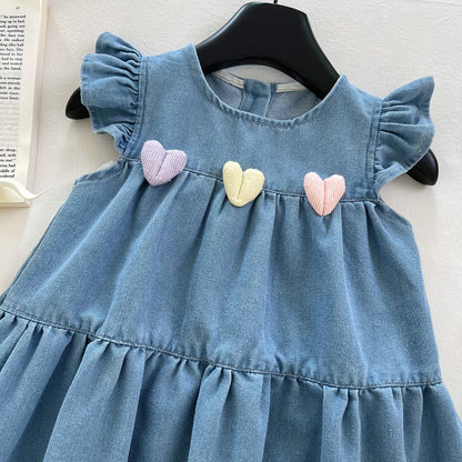 Denim Heart Flutter Dress