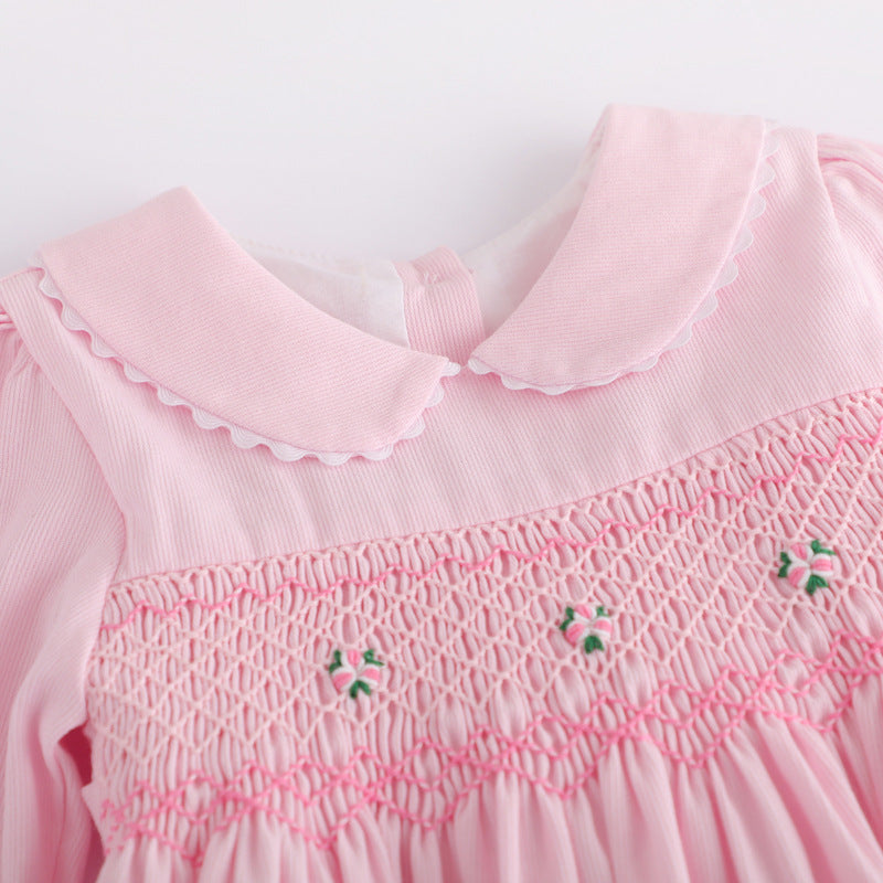 Blossom Pink Long Sleeve Smocked Dress