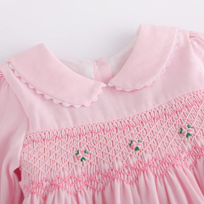 Blossom Pink Long Sleeve Smocked Dress