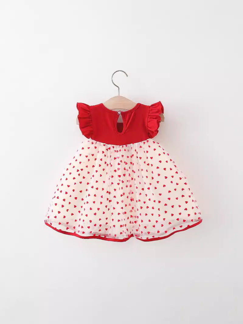 Red Heart Bow Tulle Dress