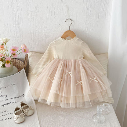 Bow Tulle Knit Dress