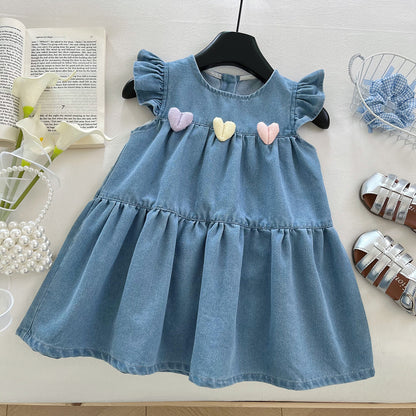 Denim Heart Flutter Dress