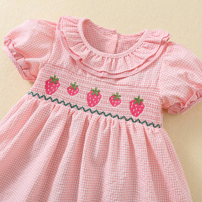 Strawberry Picnic Smocked Dress