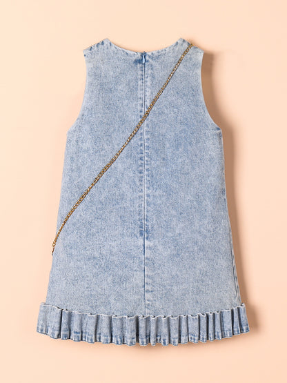 Denim Bloom Dress with Matching Purse