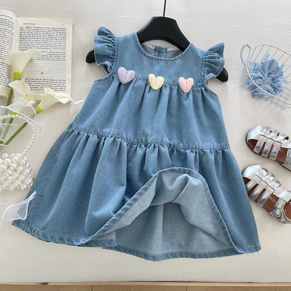 Denim Heart Flutter Dress
