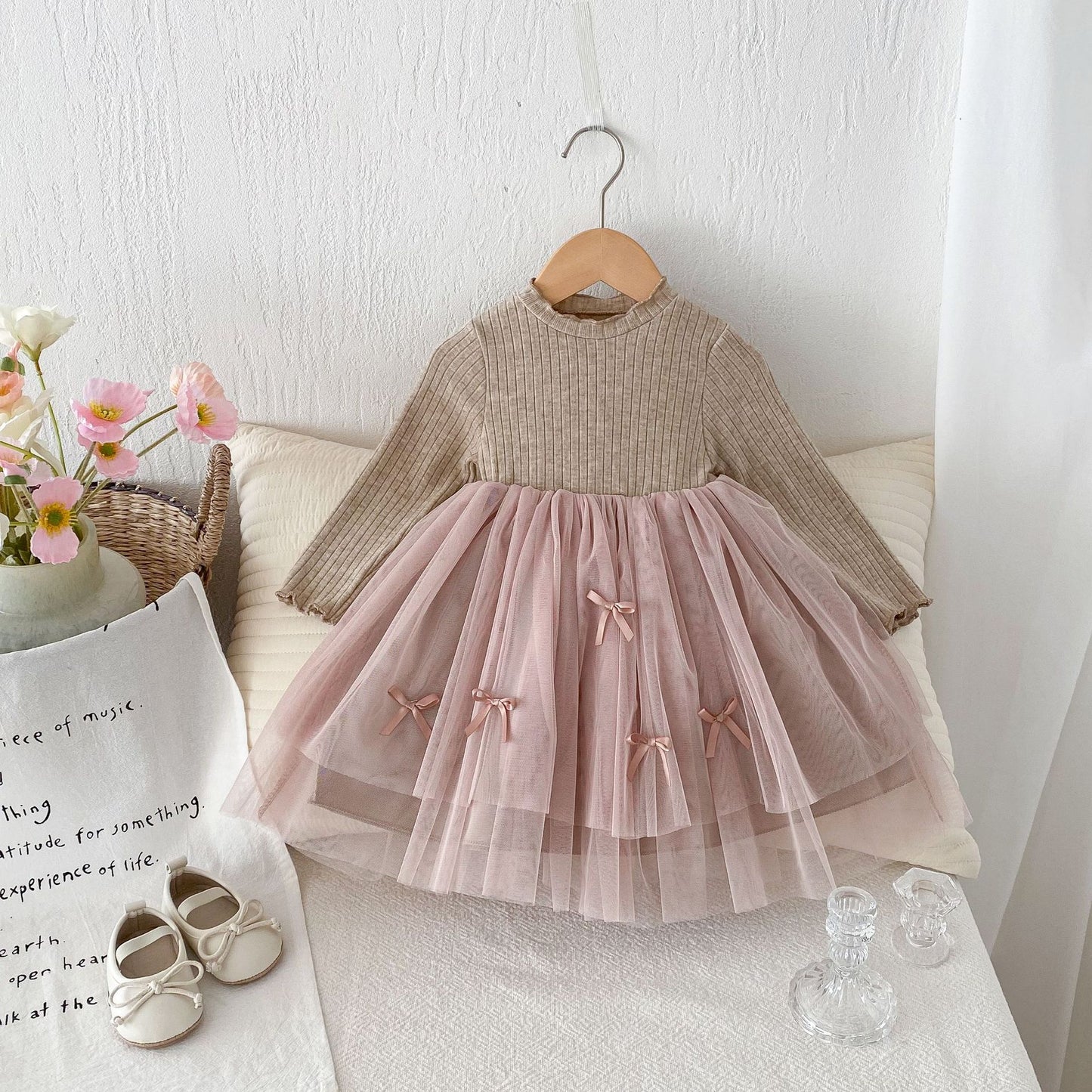 Bow Tulle Knit Dress