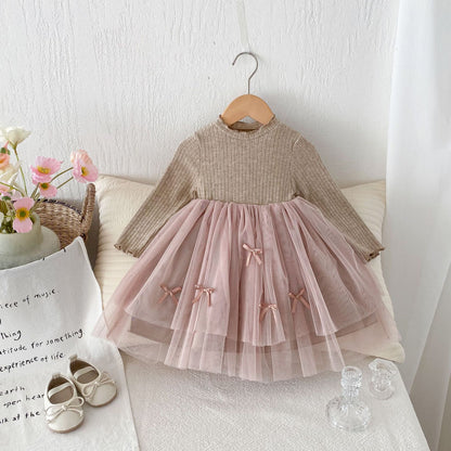 Bow Tulle Knit Dress