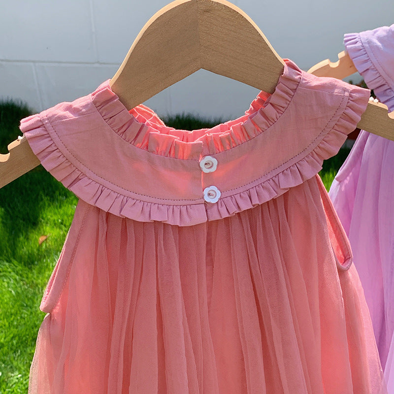 Rosette Charm Sleeveless Tulle Dress