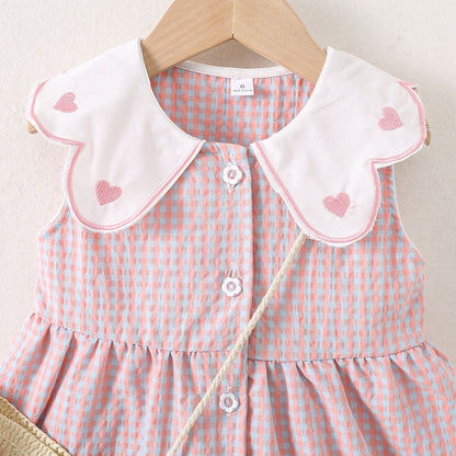 Sweetheart Gingham Dress with Bow Purse