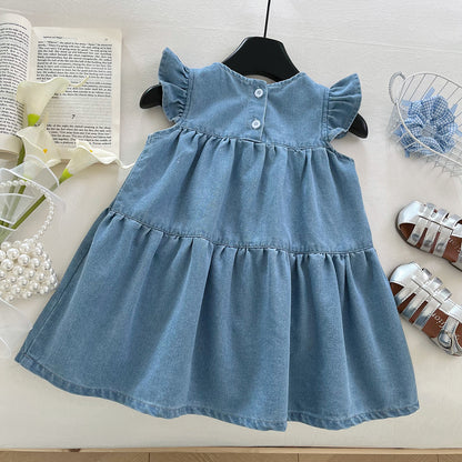 Denim Heart Flutter Dress