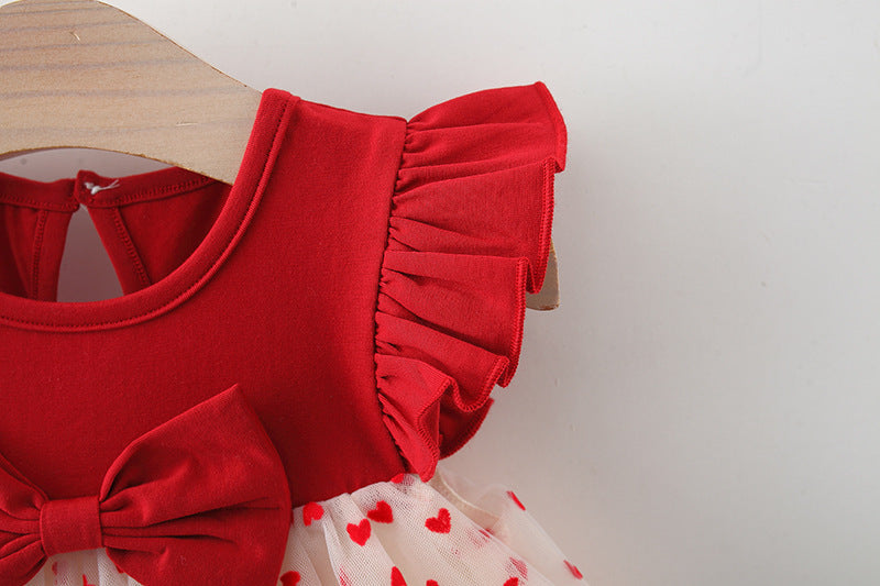 Red Heart Bow Tulle Dress