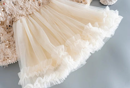 Cream Luxe Sequin Dress