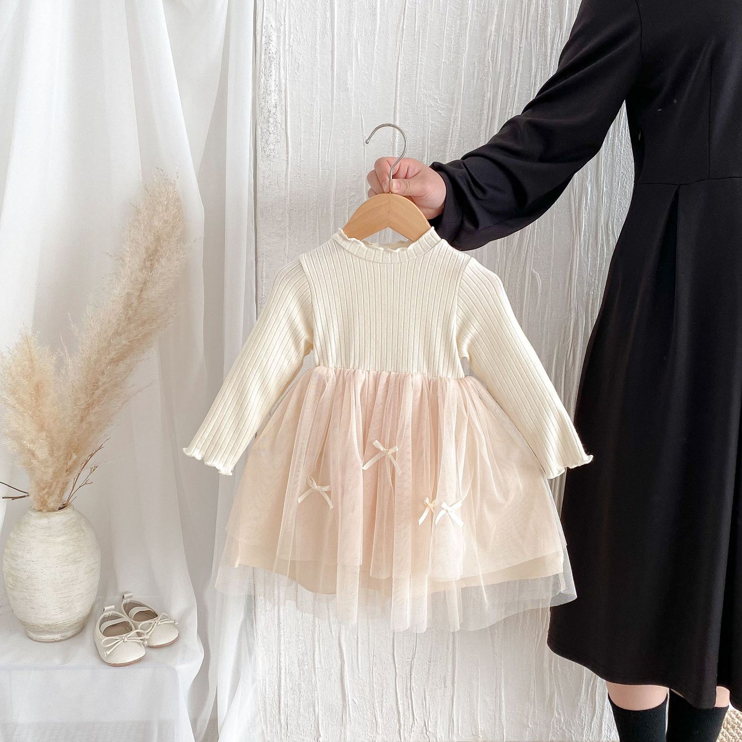 Bow Tulle Knit Dress