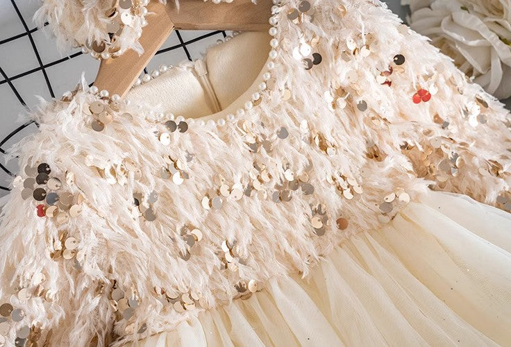 Cream Luxe Sequin Dress