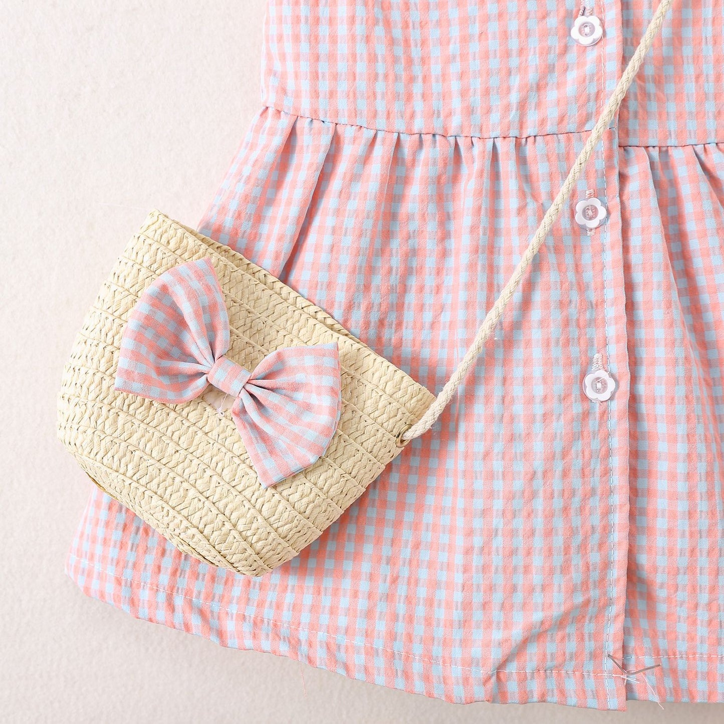 Sweetheart Gingham Dress with Bow Purse