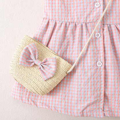 Sweetheart Gingham Dress with Bow Purse