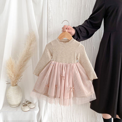 Bow Tulle Knit Dress