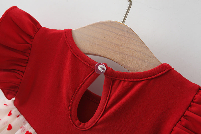 Red Heart Bow Tulle Dress