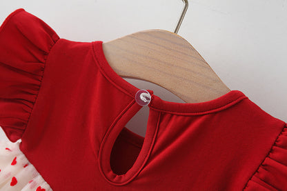 Red Heart Bow Tulle Dress