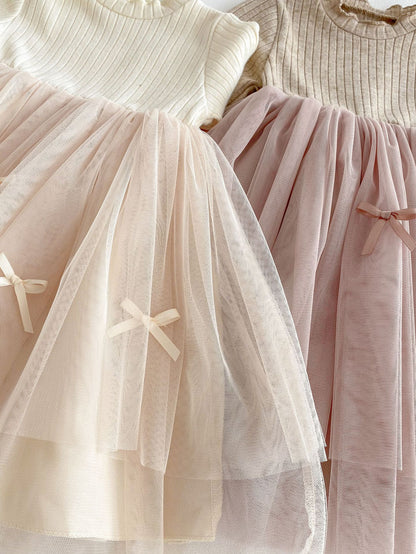 Bow Tulle Knit Dress