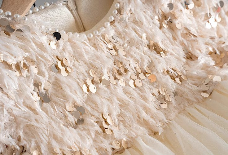 Cream Luxe Sequin Dress