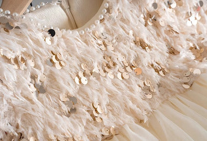 Cream Luxe Sequin Dress