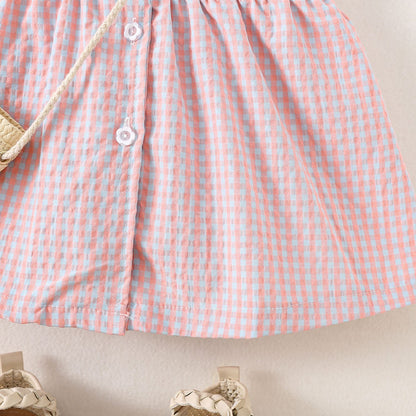 Sweetheart Gingham Dress with Bow Purse
