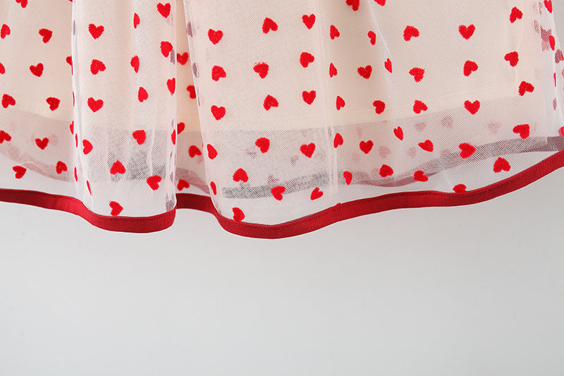 Red Heart Bow Tulle Dress