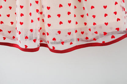 Red Heart Bow Tulle Dress