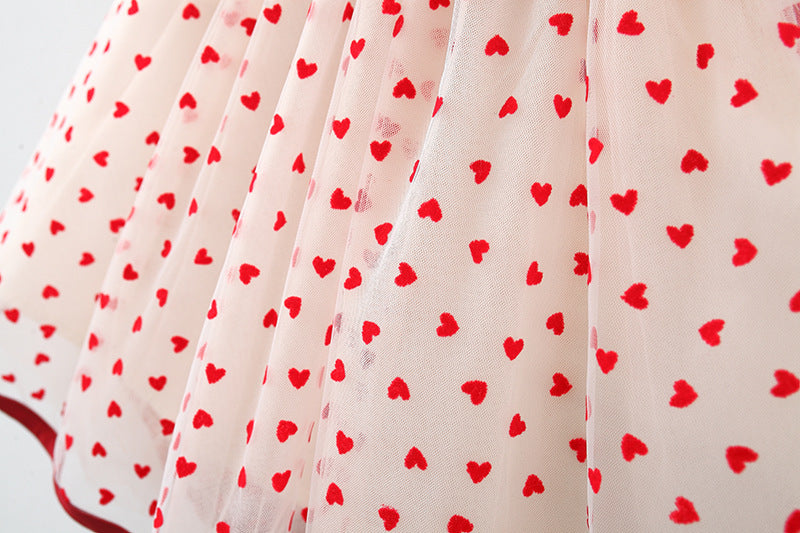 Red Heart Bow Tulle Dress