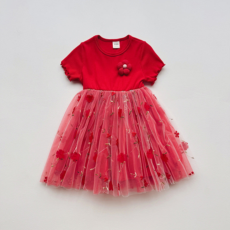 Floral Embellished Tulle Dress