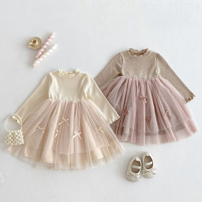 Bow Tulle Knit Dress