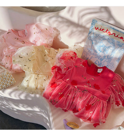 Floral Embroidered Tulle Dress