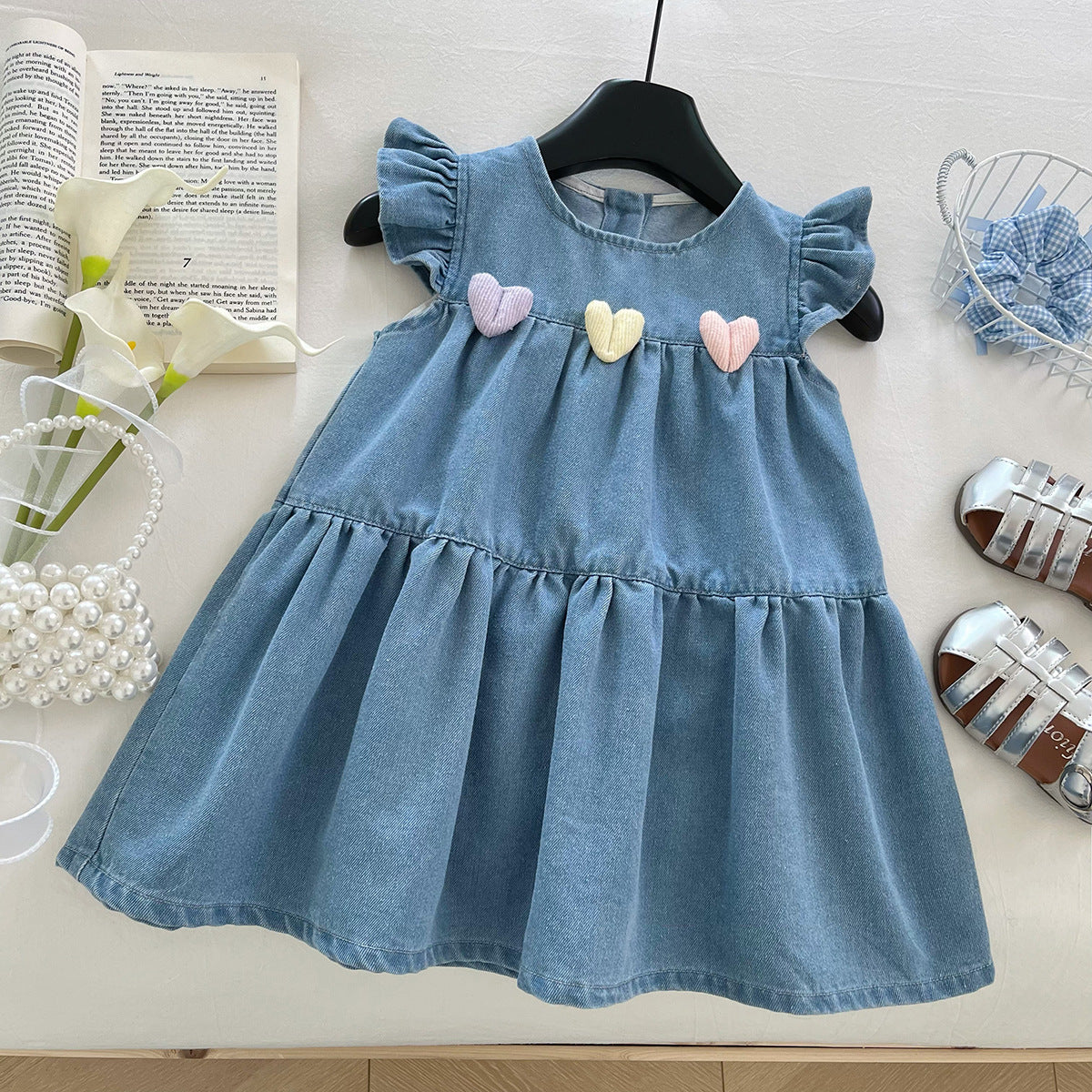 Denim Heart Flutter Dress