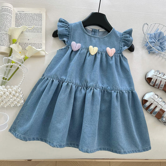 Denim Heart Flutter Dress