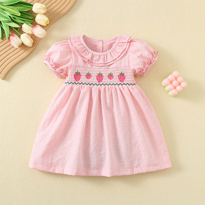 Strawberry Picnic Smocked Dress