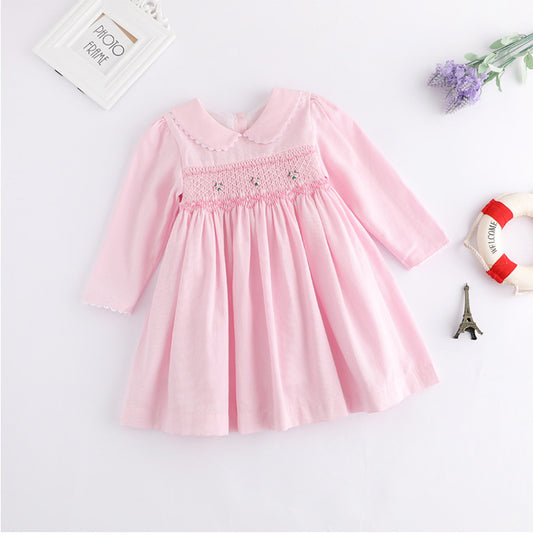 Blossom Pink Long Sleeve Smocked Dress