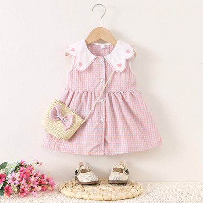 Sweetheart Gingham Dress with Bow Purse