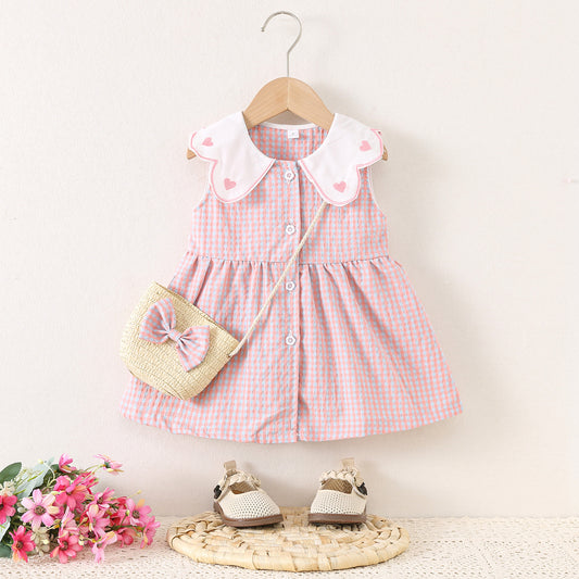 Sweetheart Gingham Dress with Bow Purse