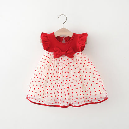 Red Heart Bow Tulle Dress