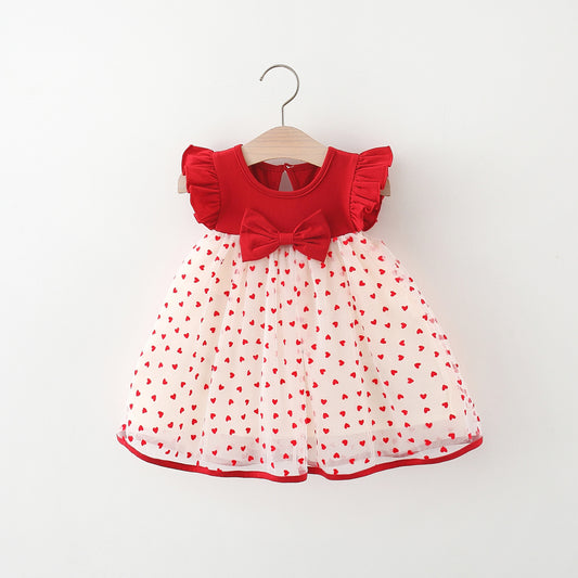 Red Heart Bow Tulle Dress